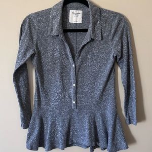 Grey Peplum Abercrombie Top, Size Small
